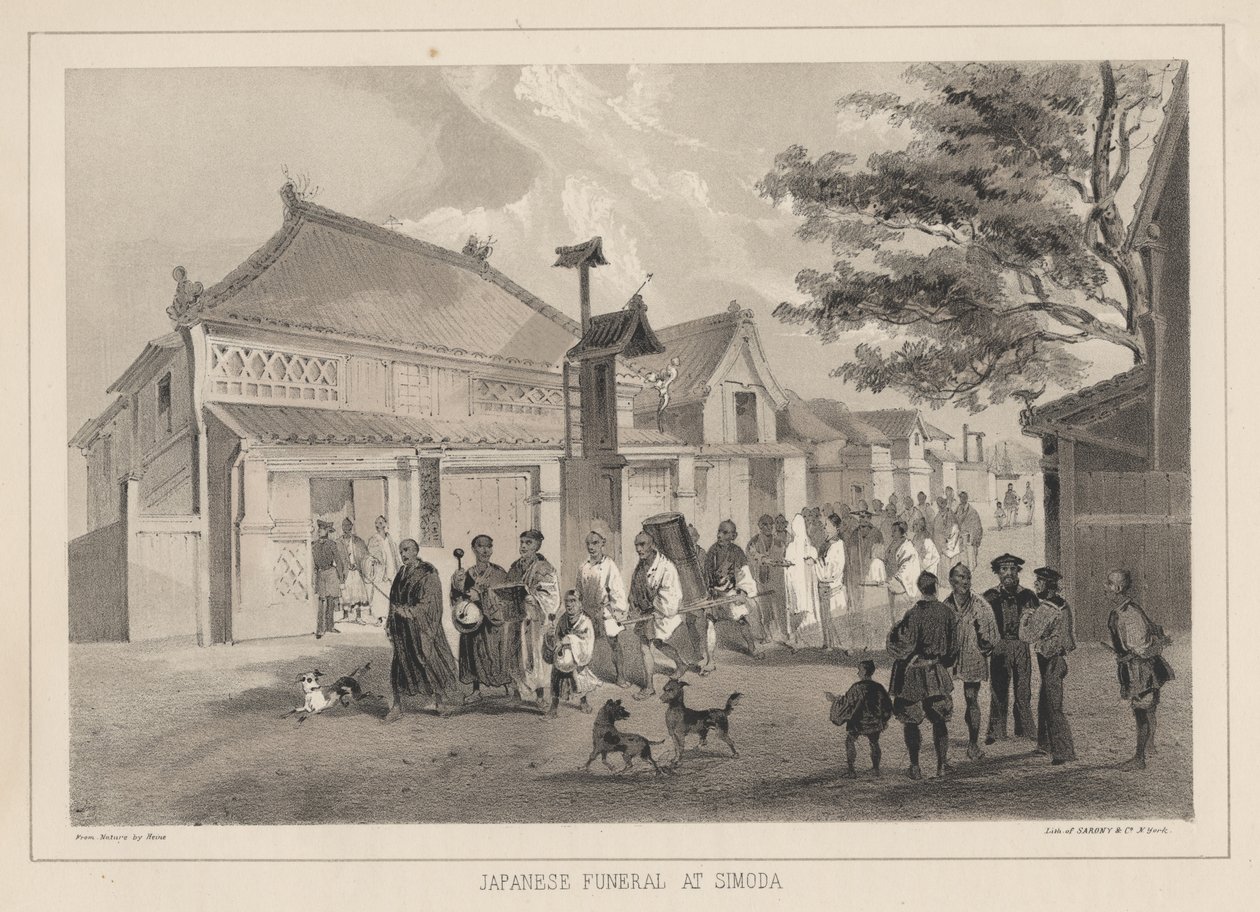 Japansk begravelse i Simoda, 1855 av Wilhelm Joseph Heine