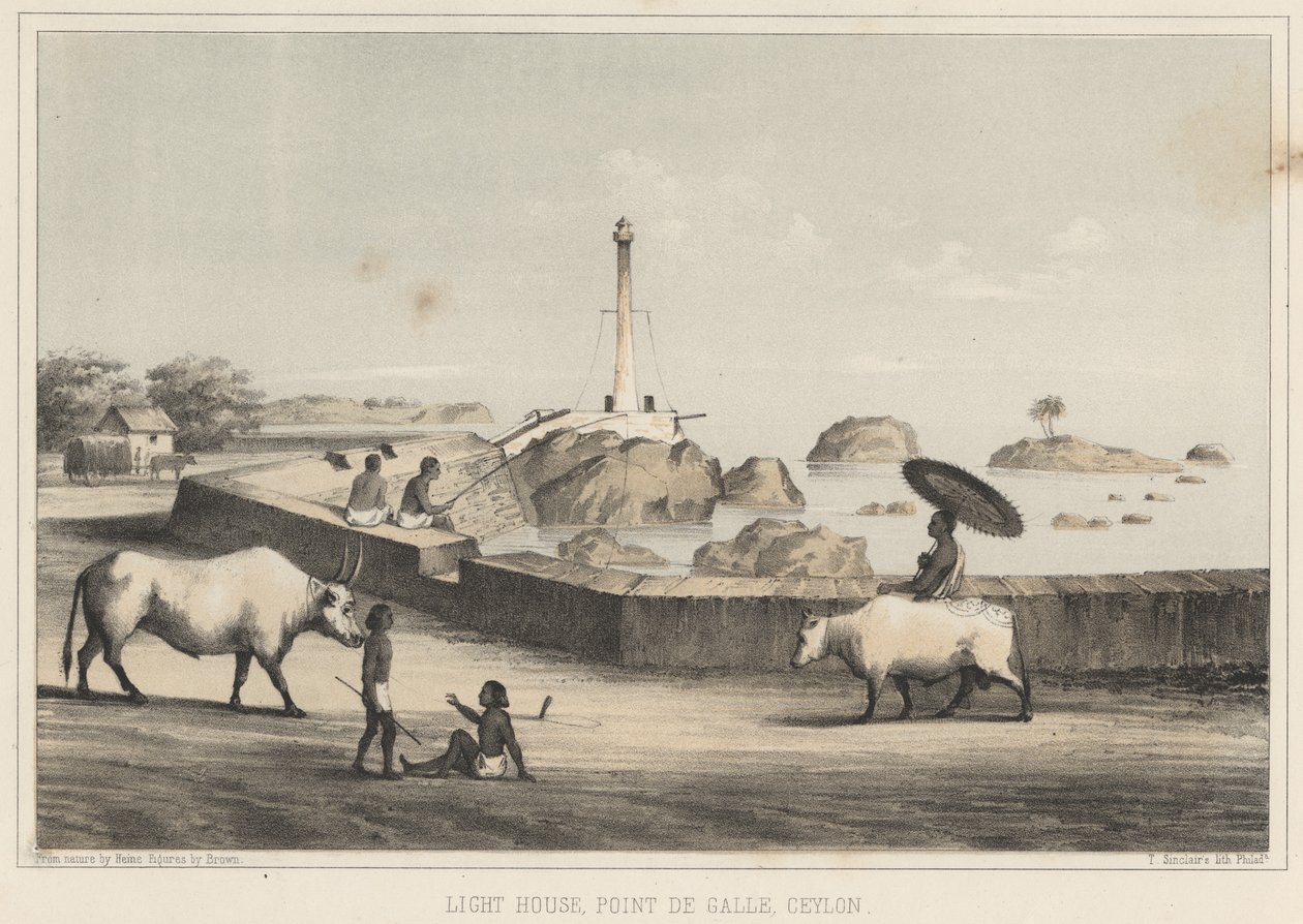 Fyrtårn, Point de Galle, Ceylon, 1855 av Wilhelm Joseph Heine