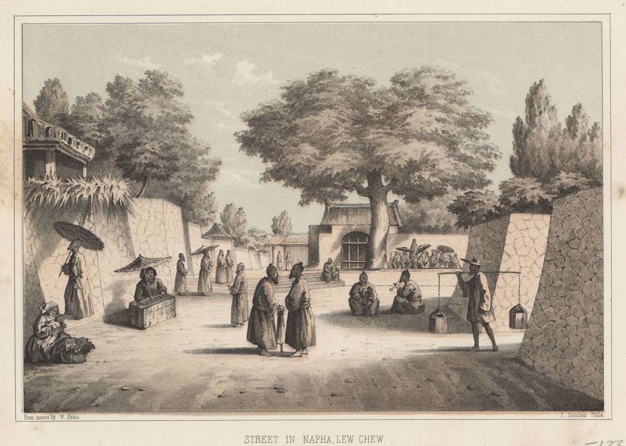 Gate i Napha, Lew Chew, 1855 av Wilhelm Joseph Heine
