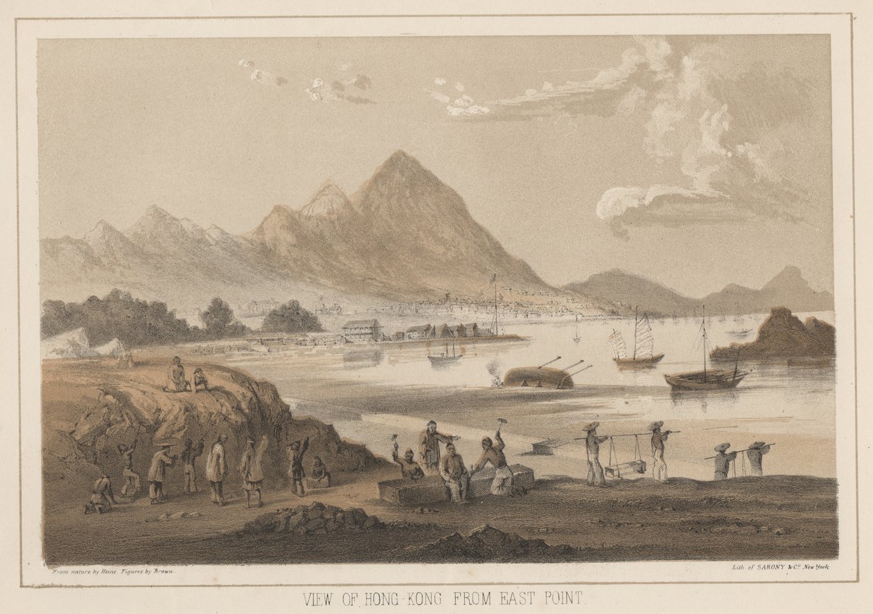 Utsikt over Hong Kong fra East Point, 1855 av Wilhelm Joseph Heine