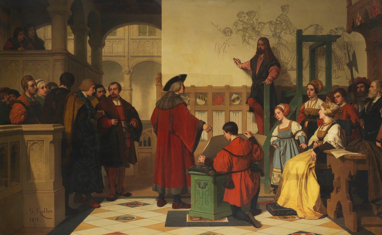Albrecht Dürer besøkt av keiser Maximilian, 1870. av Wilhelm Koller