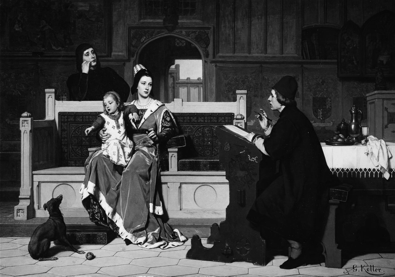 Hugo van der Goes maler portrettet av Maria av Burgund. av Wilhelm Koller