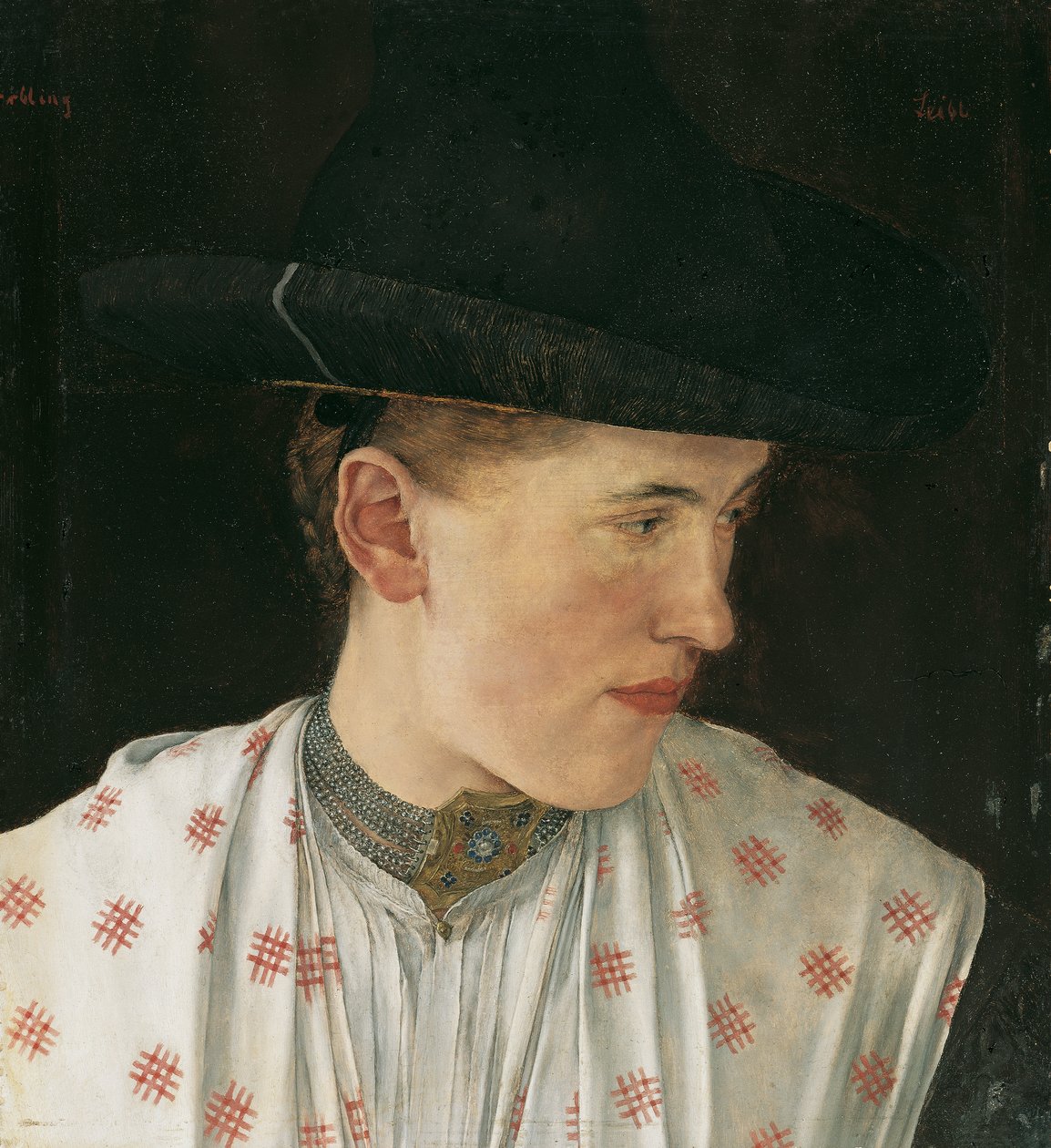 Hodet til en bondepike av Wilhelm Maria Hubertus Leibl