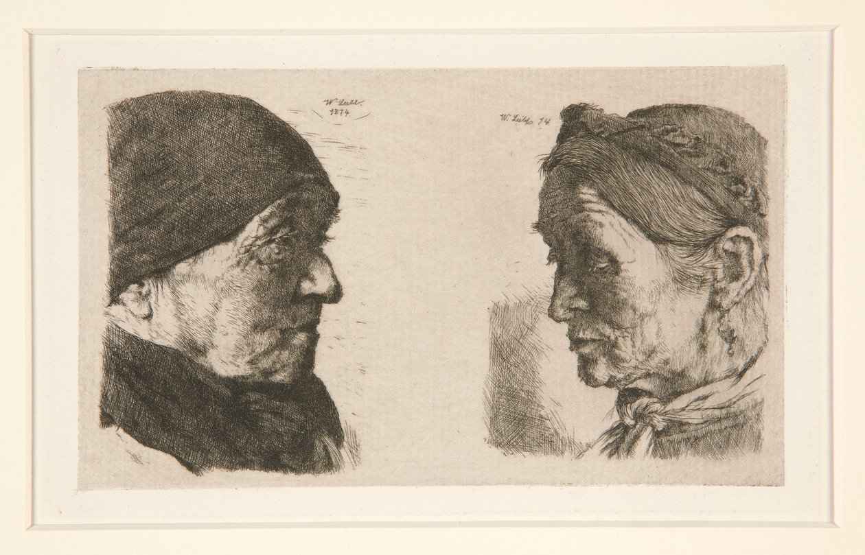 Uten tittel [studie av to hoder] av Wilhelm Maria Hubertus Leibl