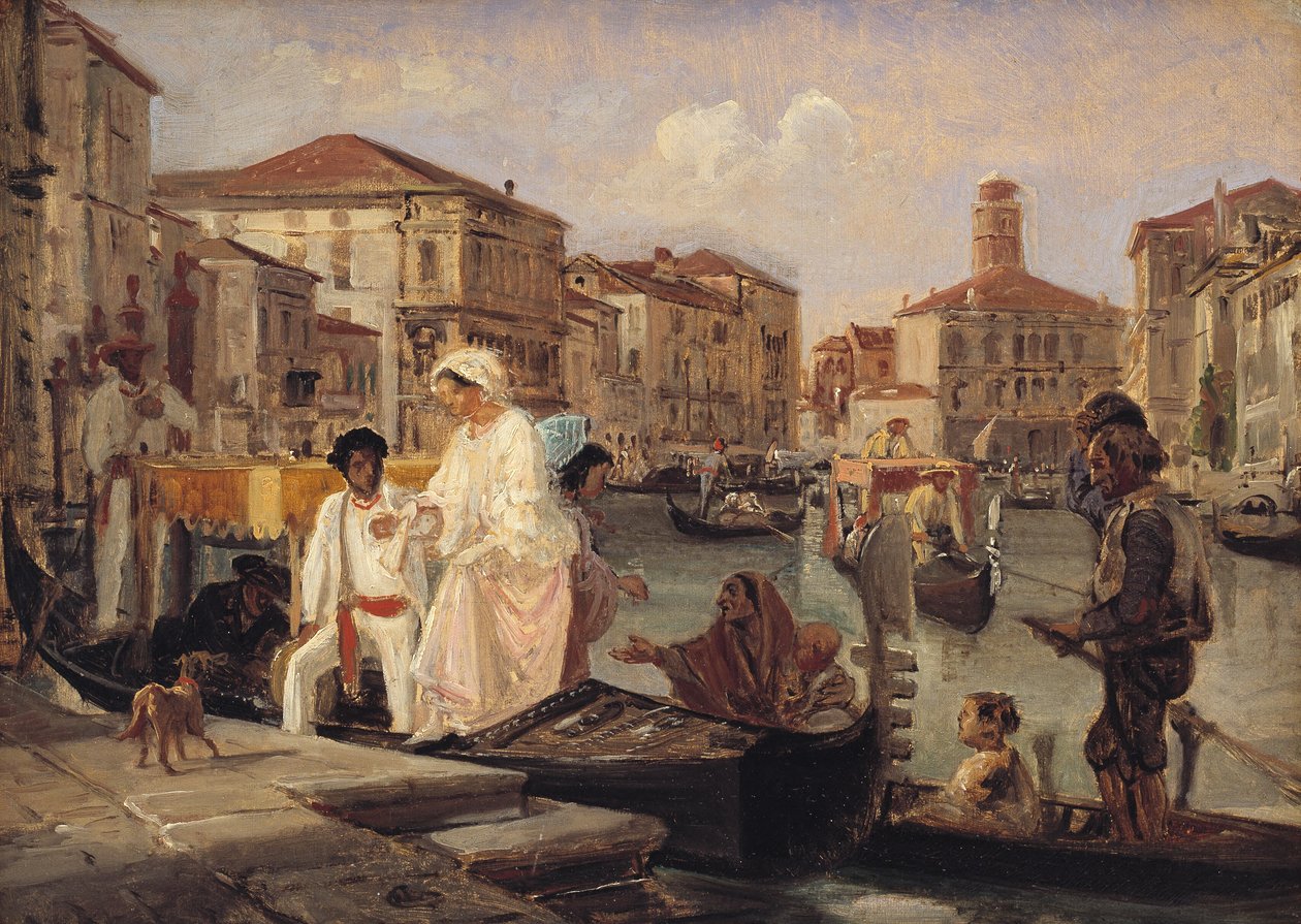 Avstigning fra en gondol i Venezia av Wilhelm Marstrand