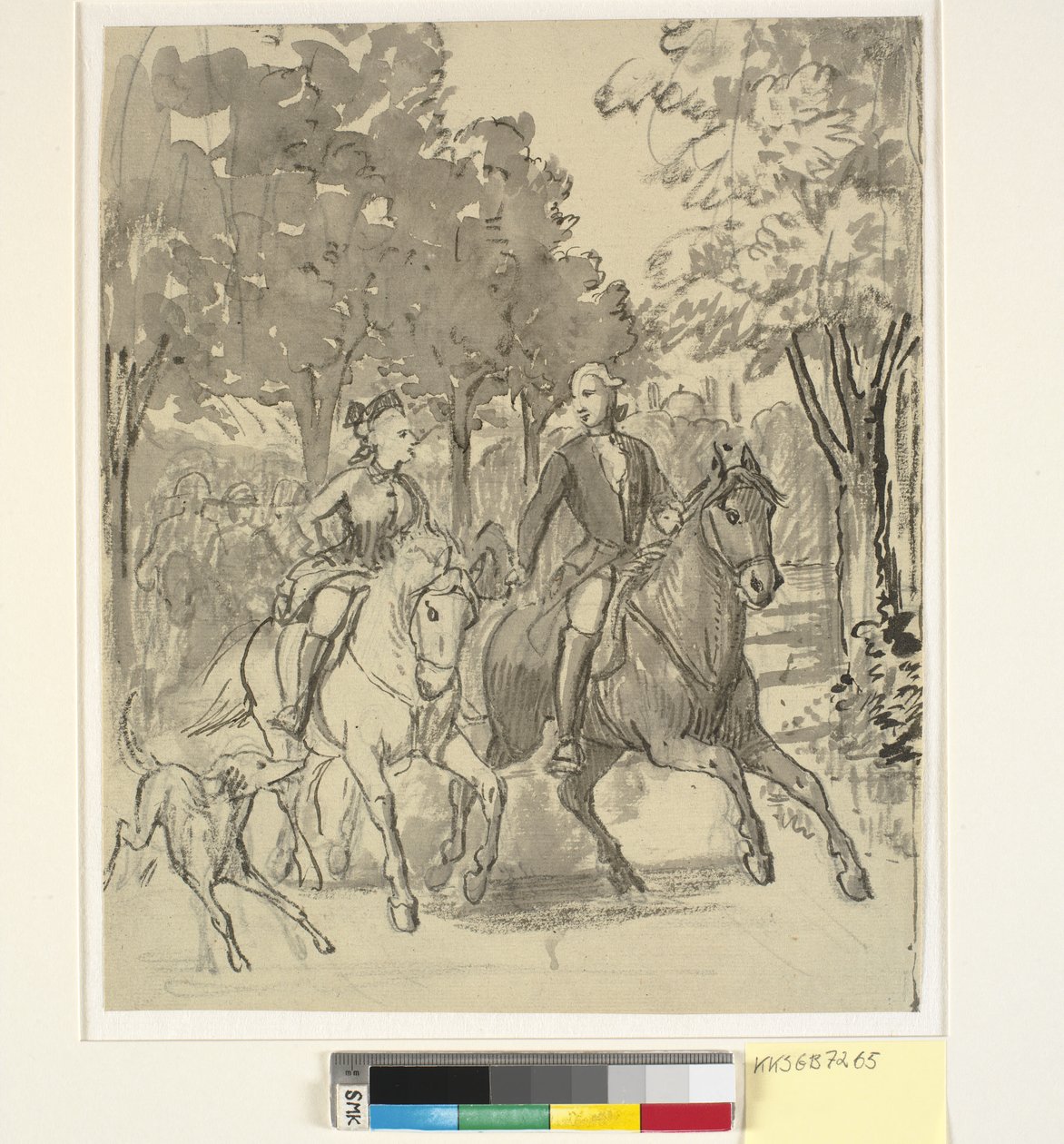 Caroline Mathilde og Struensee på ridetur på Hørsholm av Wilhelm Marstrand