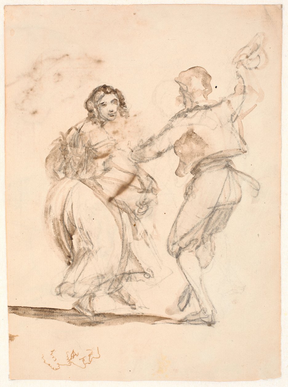 Dansende italiensk par av Wilhelm Marstrand