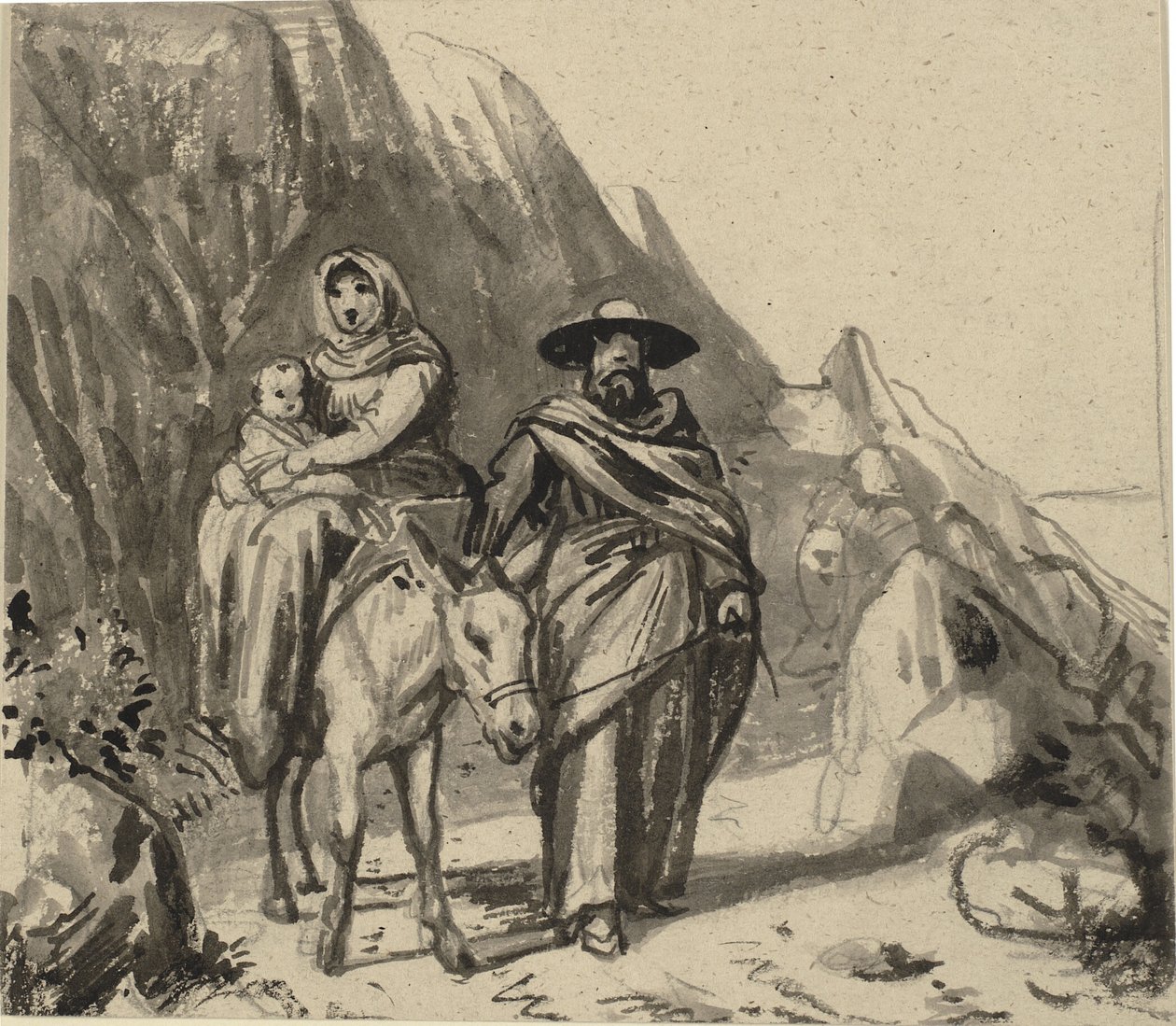 Den hellige familie, mellom steinene på vei til Egypt av Wilhelm Marstrand