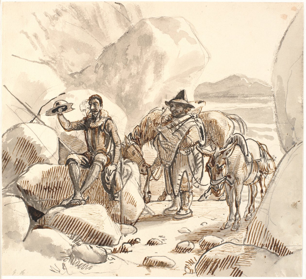 Don Quijote lærer Sancho om omdømmet og fremtiden til riddere av Wilhelm Marstrand