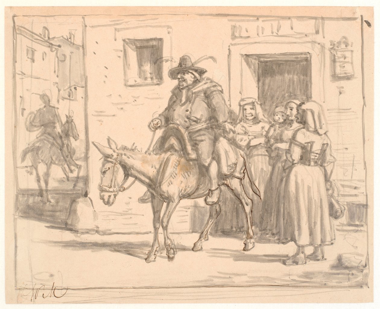 Don Quixote og Sancho Panza forlater tavernaen av Wilhelm Marstrand