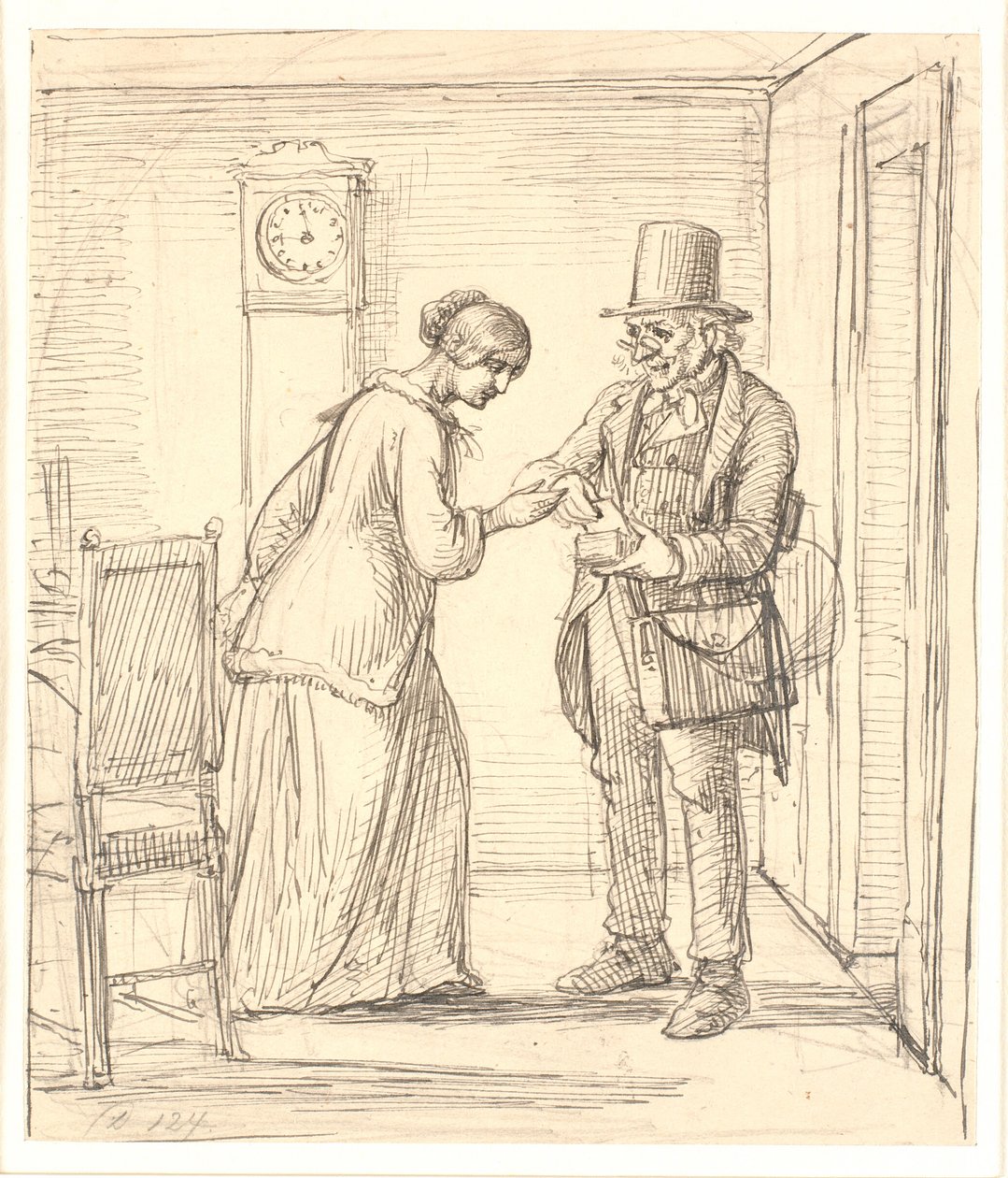 En ung dame mottar et brev fra postmannen av Wilhelm Marstrand