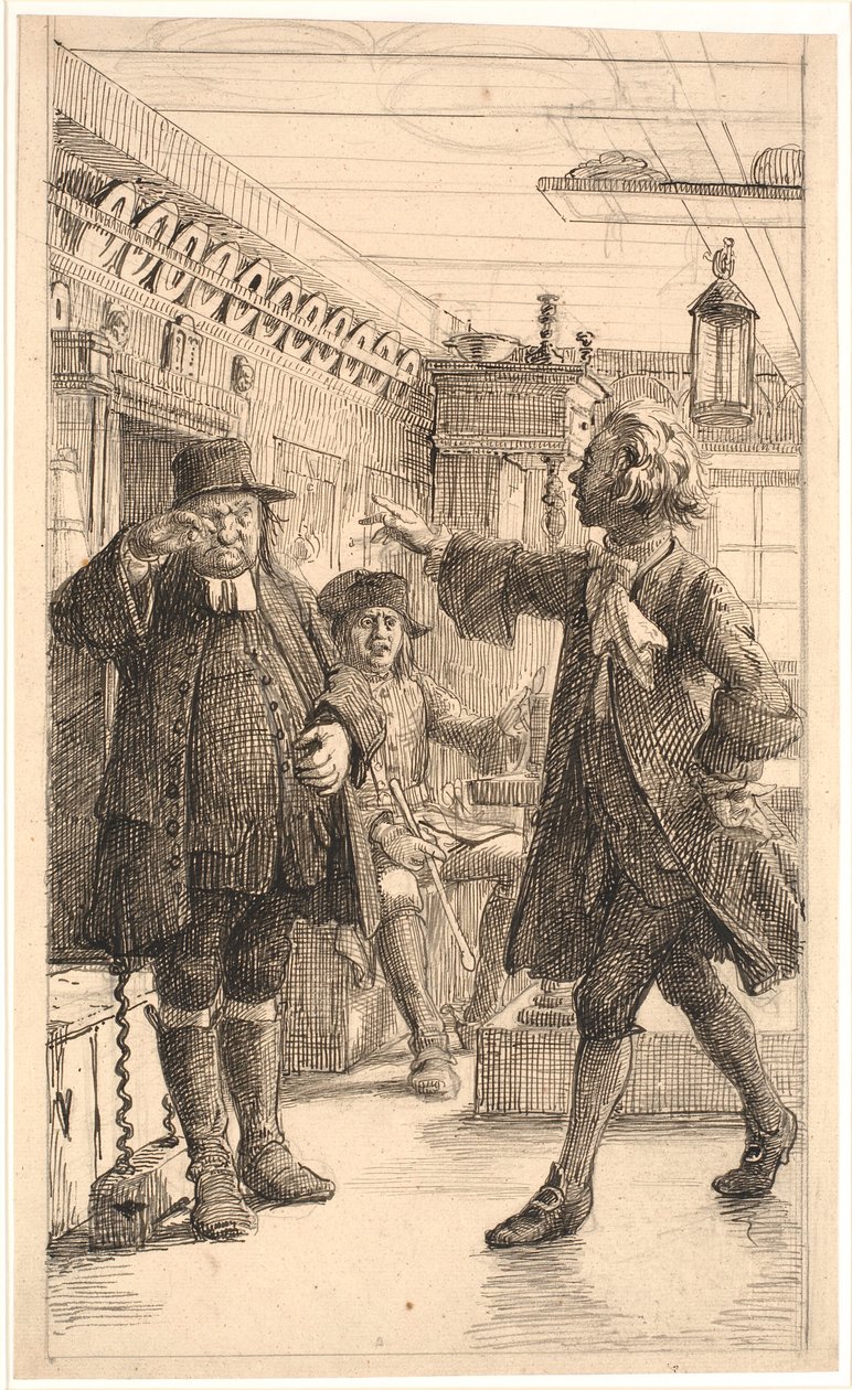 Erasmus Montanus beviser at Per Degn er en hane av Wilhelm Marstrand