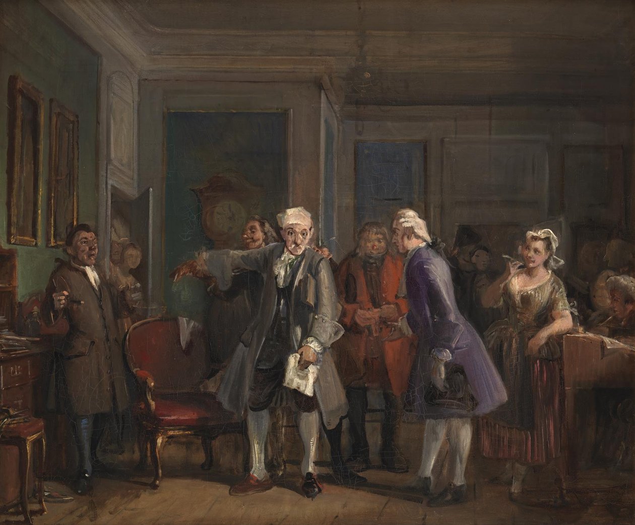 Fra Ludvig Holbergs "Den Stundesløse", 1. akt, scene 6 av Wilhelm Marstrand