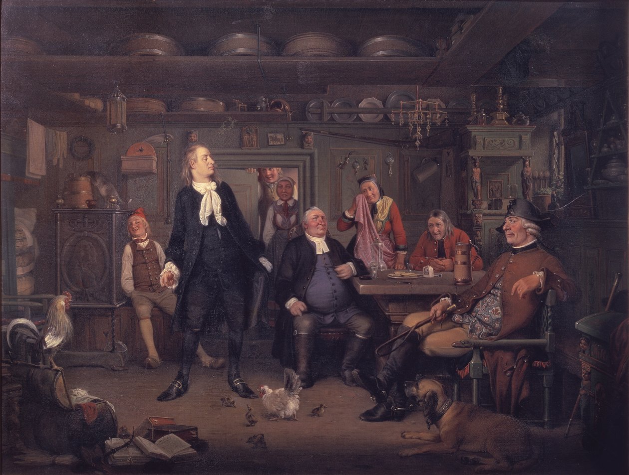 Fra Ludvig Holbergs "Erasmus Montanus", 3. akt, scene 3 av Wilhelm Marstrand