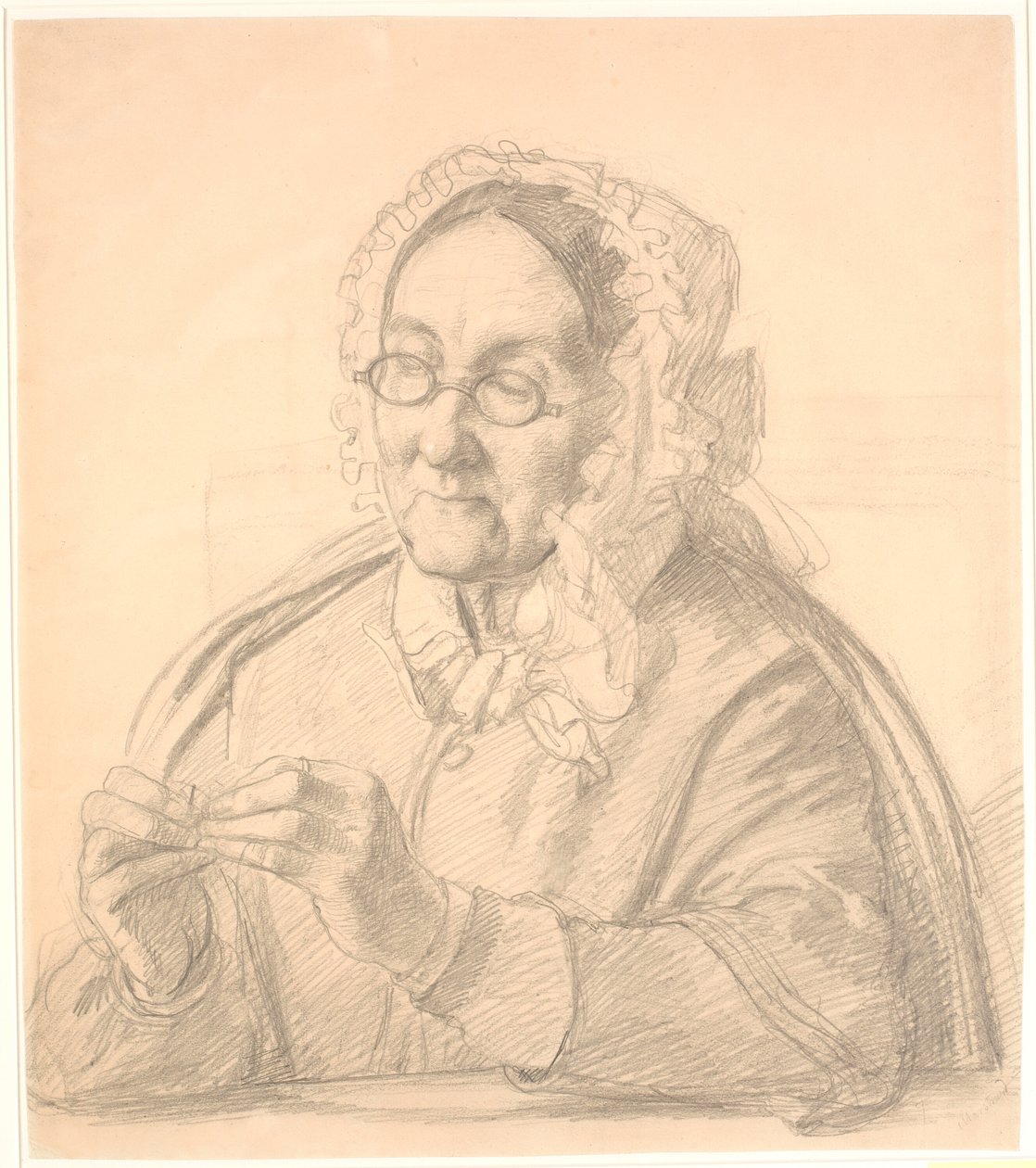 Gammel dame tråkker på en synål av Wilhelm Marstrand