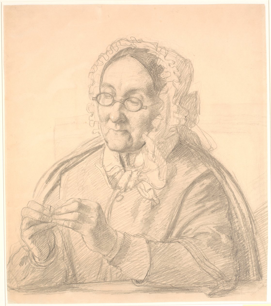 Gammel dame tråkker på en synål av Wilhelm Marstrand