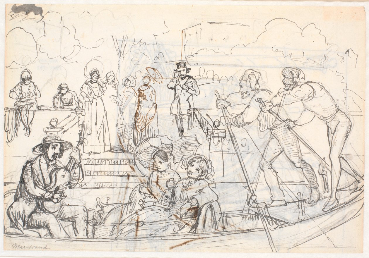 Gondolscene fra Venezia av Wilhelm Marstrand