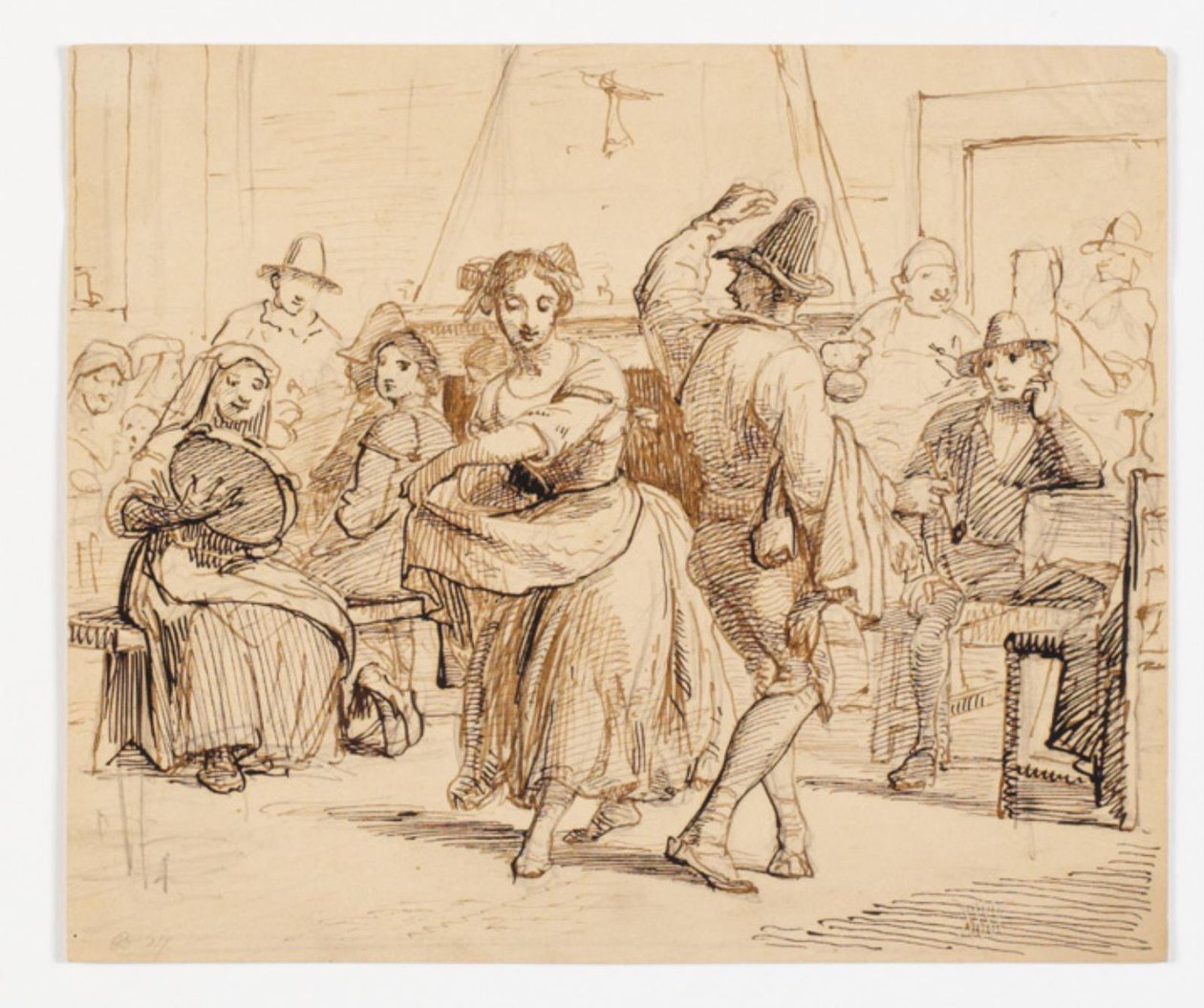 Interiør i en taverna med et dansende par av Wilhelm Marstrand