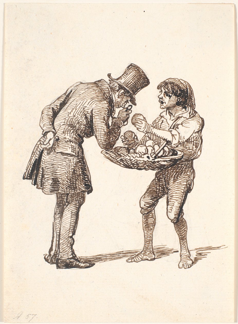 Italiensk appelsinselger og den kritiske kunden av Wilhelm Marstrand