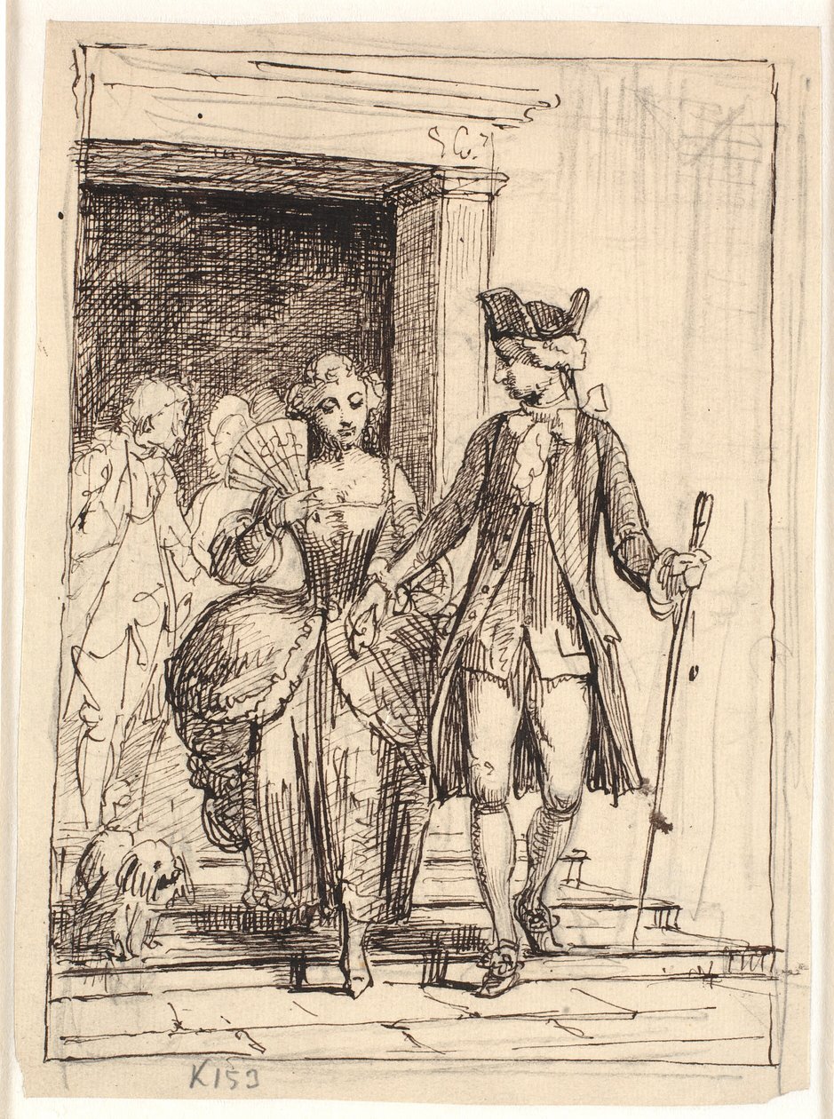 Leander og Leonora, bak dem Henrik og Pernille av Wilhelm Marstrand