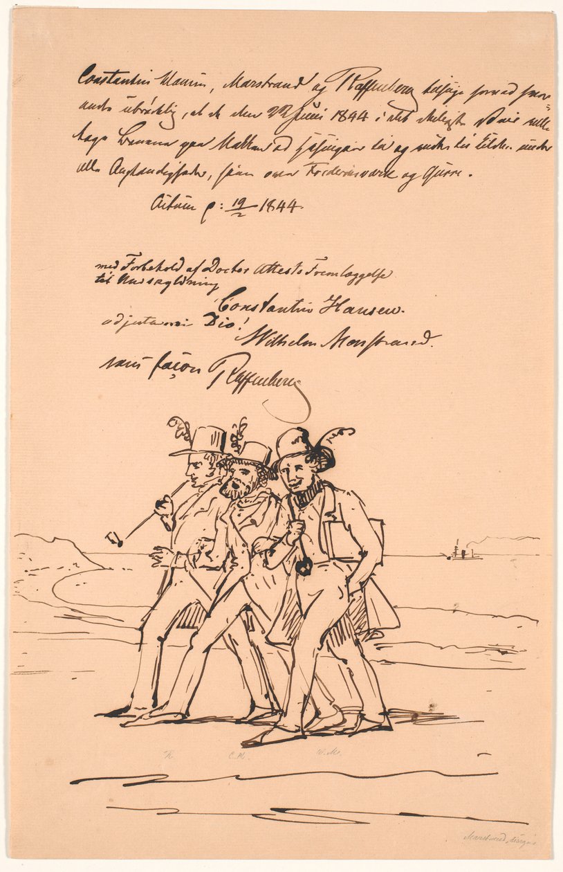 Marstrand, Constantin Hansen og Raffenberg på tur av Wilhelm Marstrand