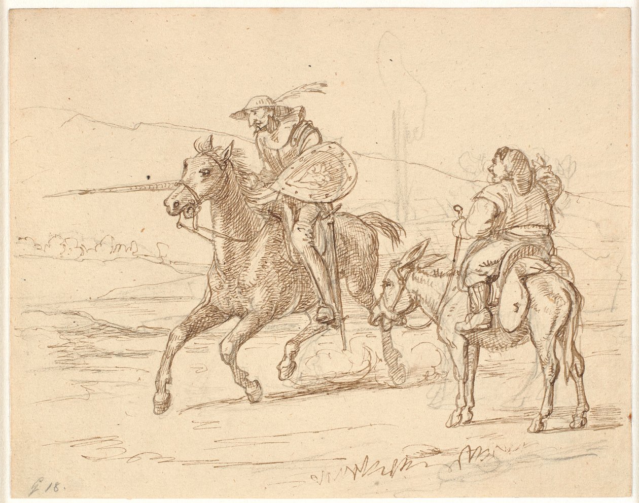 Mens Sancho ser på, angriper Don Quixote av Wilhelm Marstrand