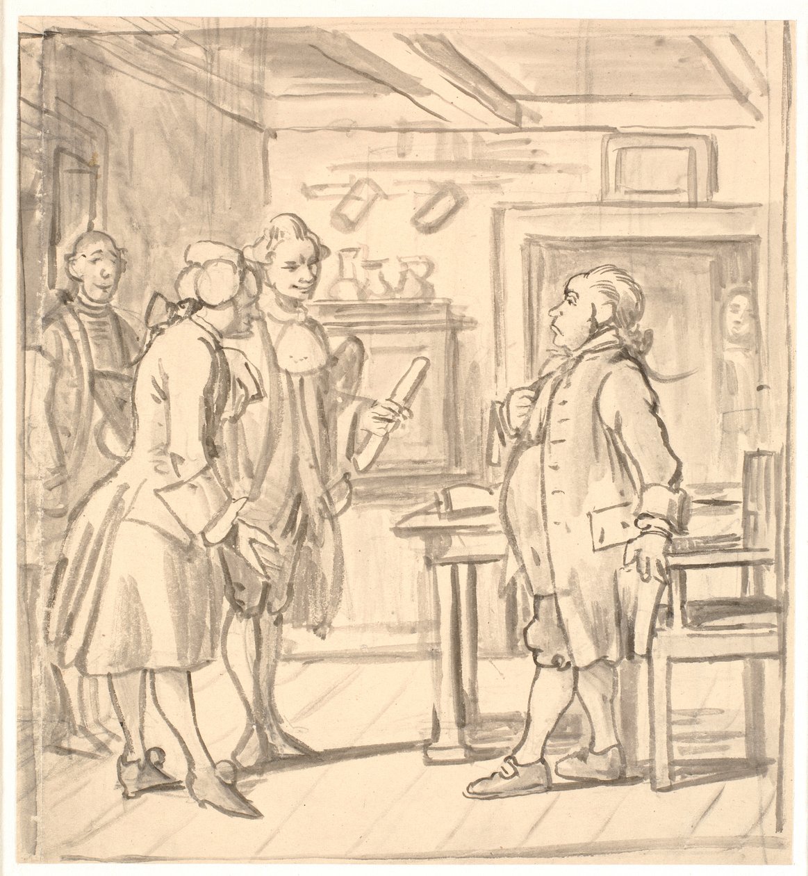 Rådmennenes gratulasjonsbesøk. (Den politiske pitcher) av Wilhelm Marstrand