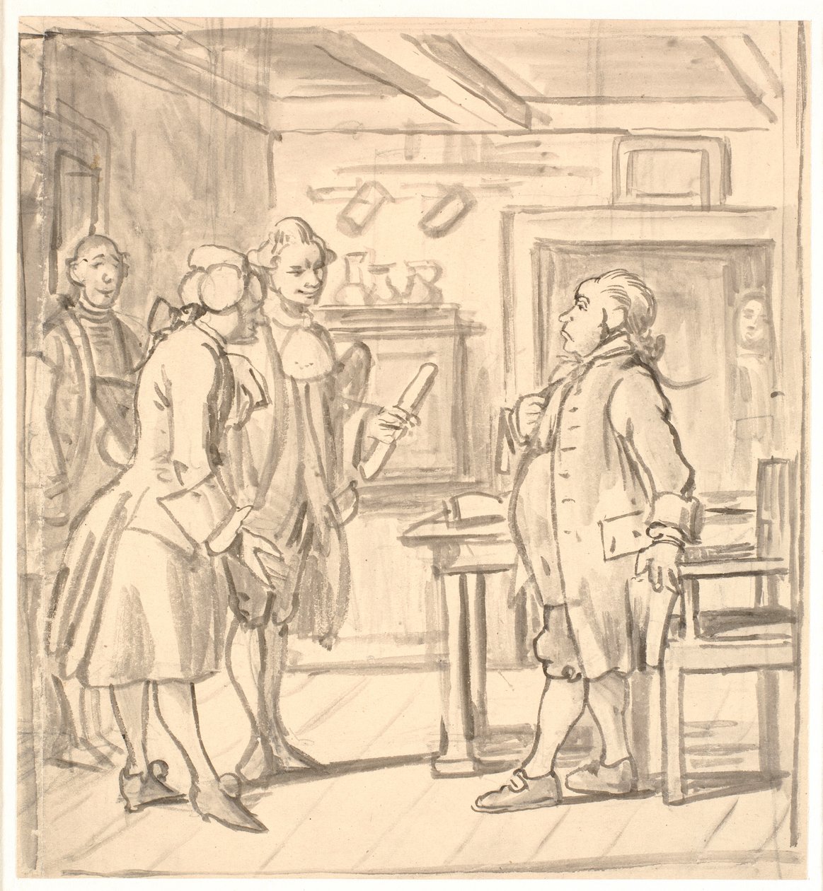Rådmennenes gratulasjonsbesøk. (Den politiske pitcher) av Wilhelm Marstrand