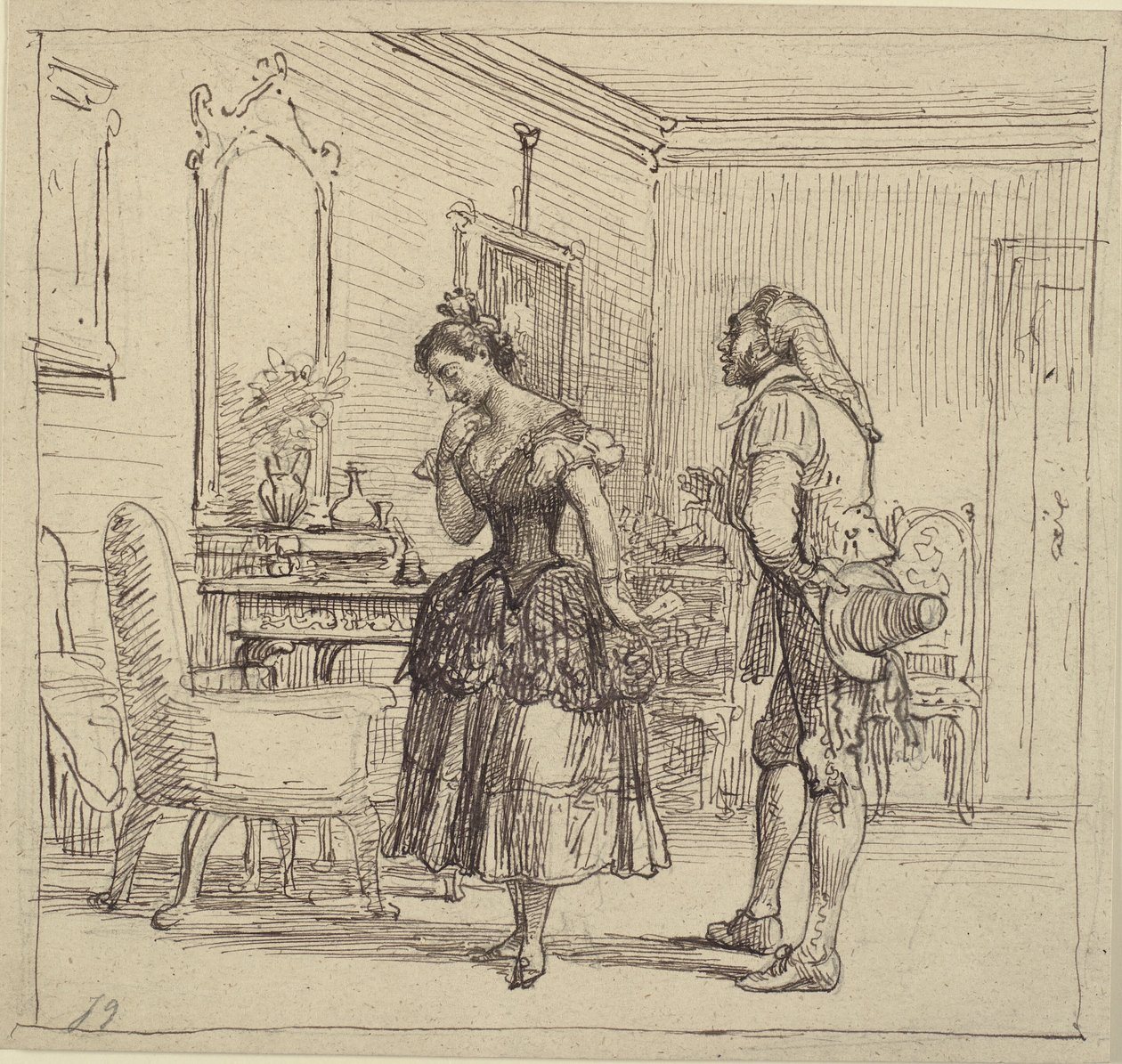 Rosina gir Figaro brevet til grev Almaviva. (Barberen fra Sevilla) av Wilhelm Marstrand