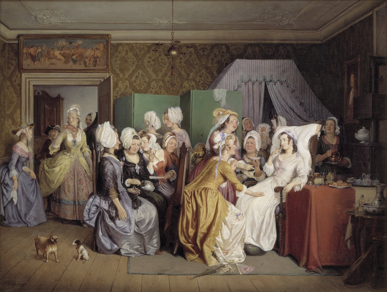 Scene fra Ludwig Holbergs The Liging-in Room av Wilhelm Marstrand