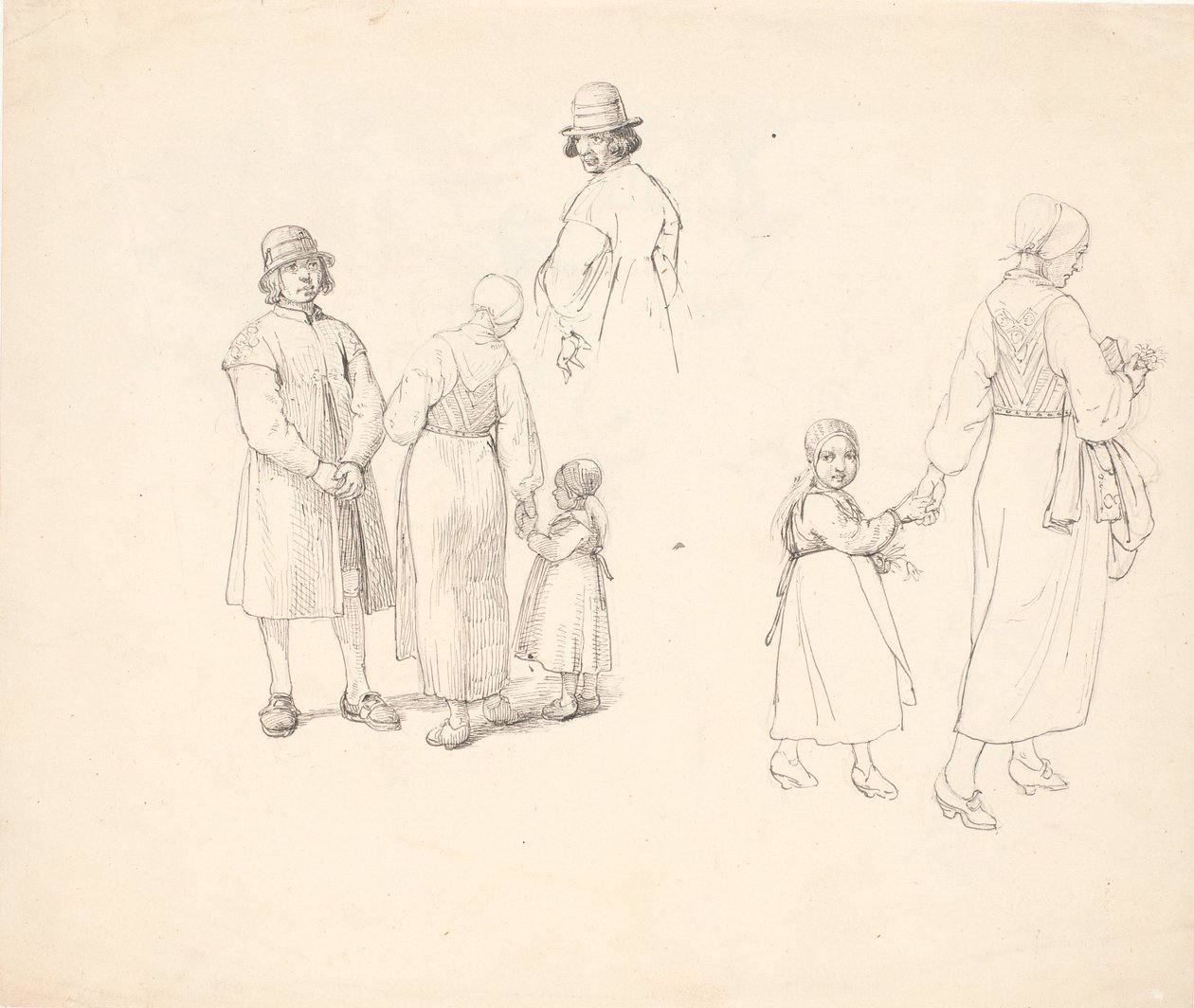 Studieblad med Dalarfolk av Wilhelm Marstrand