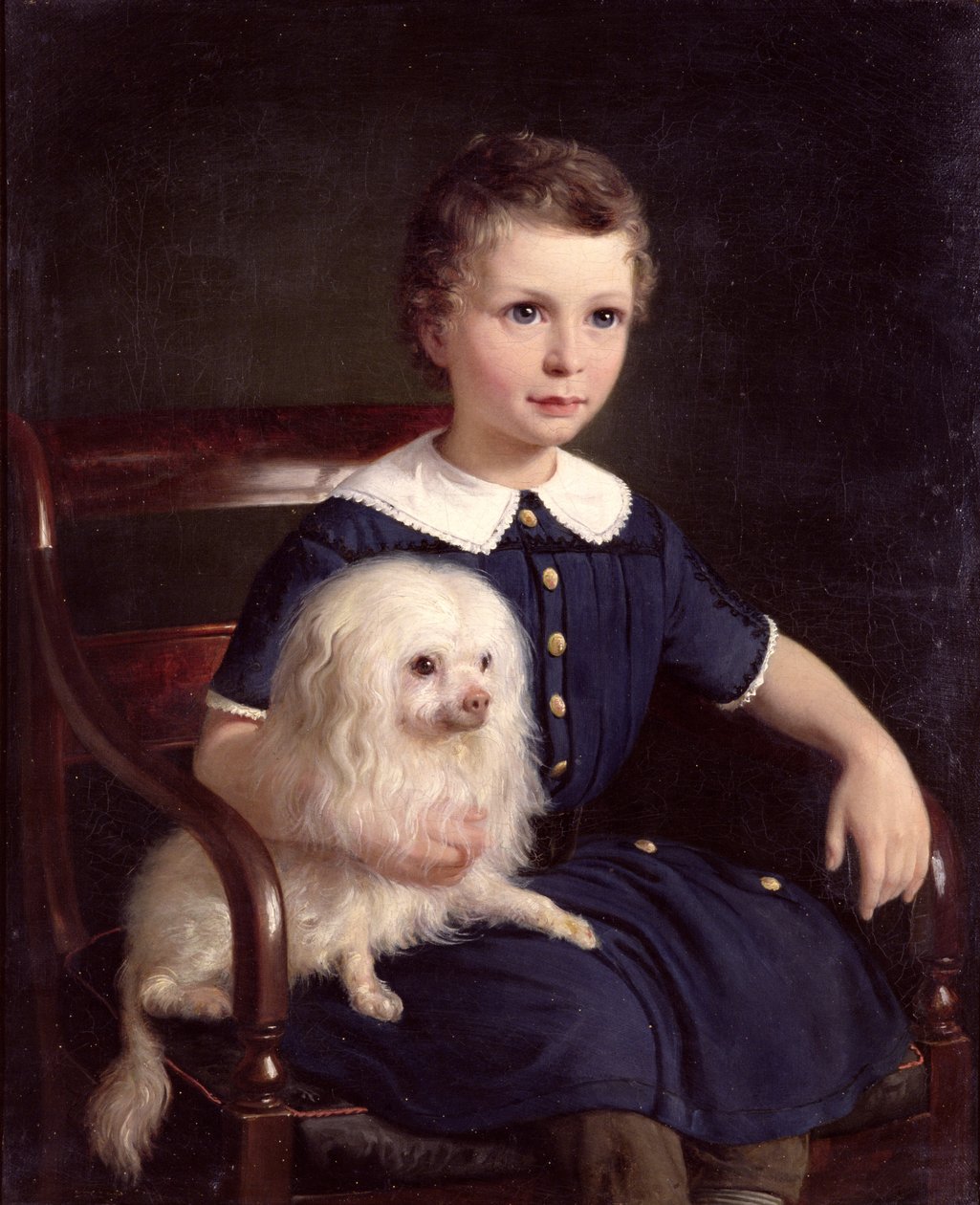 Studie av en gutt med hund, 1860 av Wilhelm Marstrand