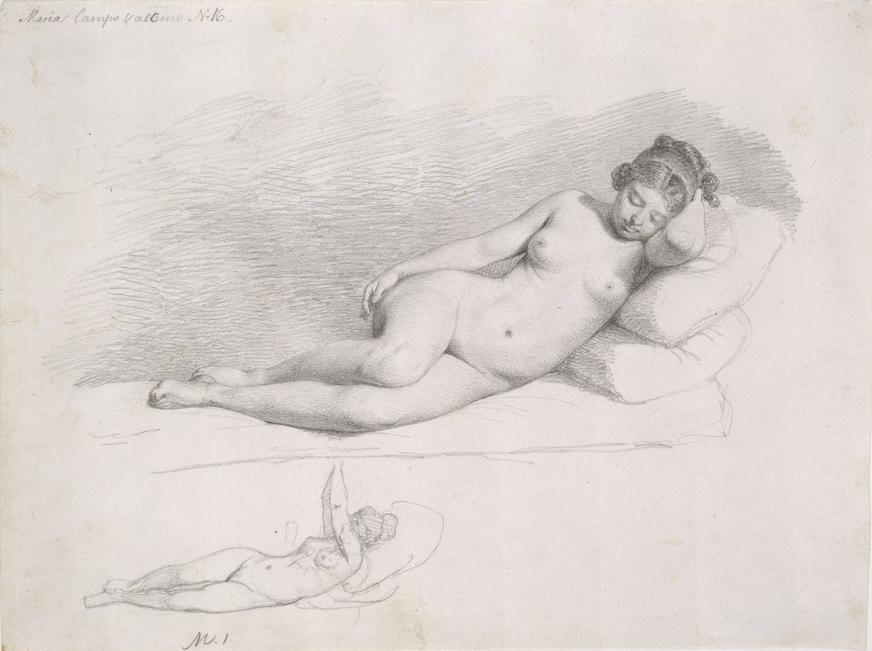 To studier av en liggende kvinnelig modell av Wilhelm Marstrand