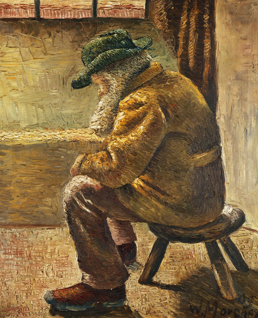 Sittende figur; Sittende figur, 1909 av Wilhelm Morgner