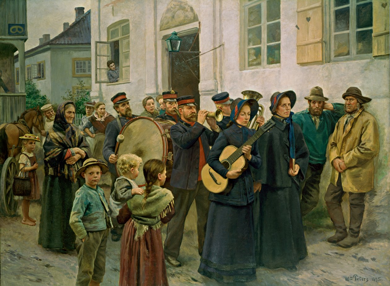 Stormangrep på en fiskerlandsby (Frelsesarmeen i Son) av Wilhelm Peters