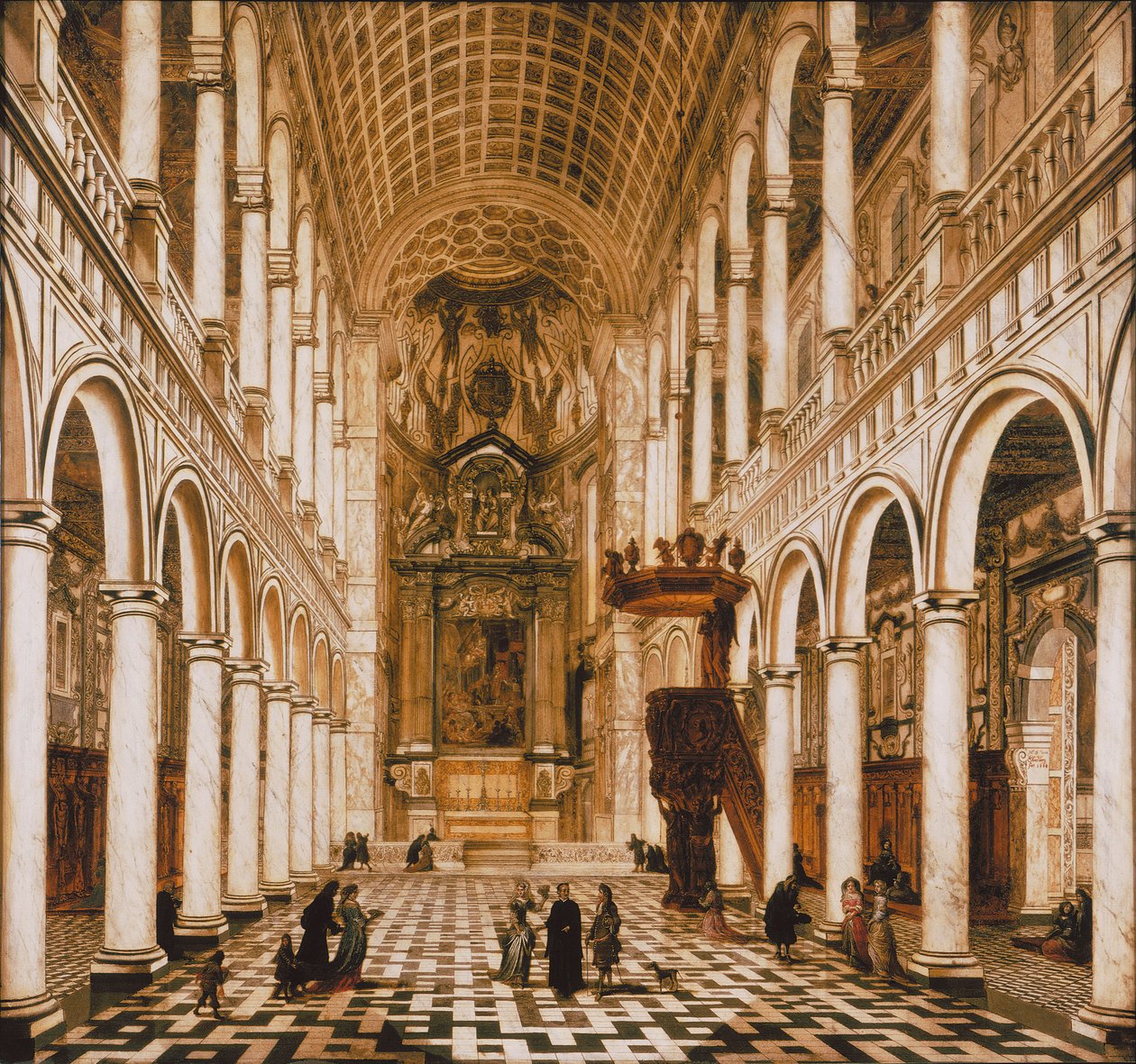 Interiør av jesuittkirken i Antwerpen, 1668. av Wilhelm Schubert van Ehrenberg