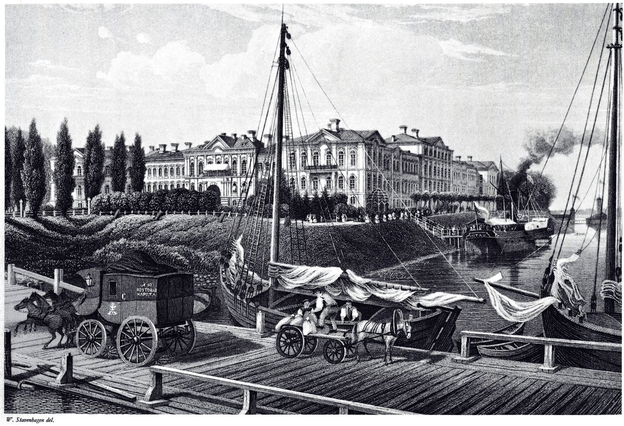 Utsikt over Mitau-slottet, ca. 1850 av Wilhelm Siegfried Stavenhagen