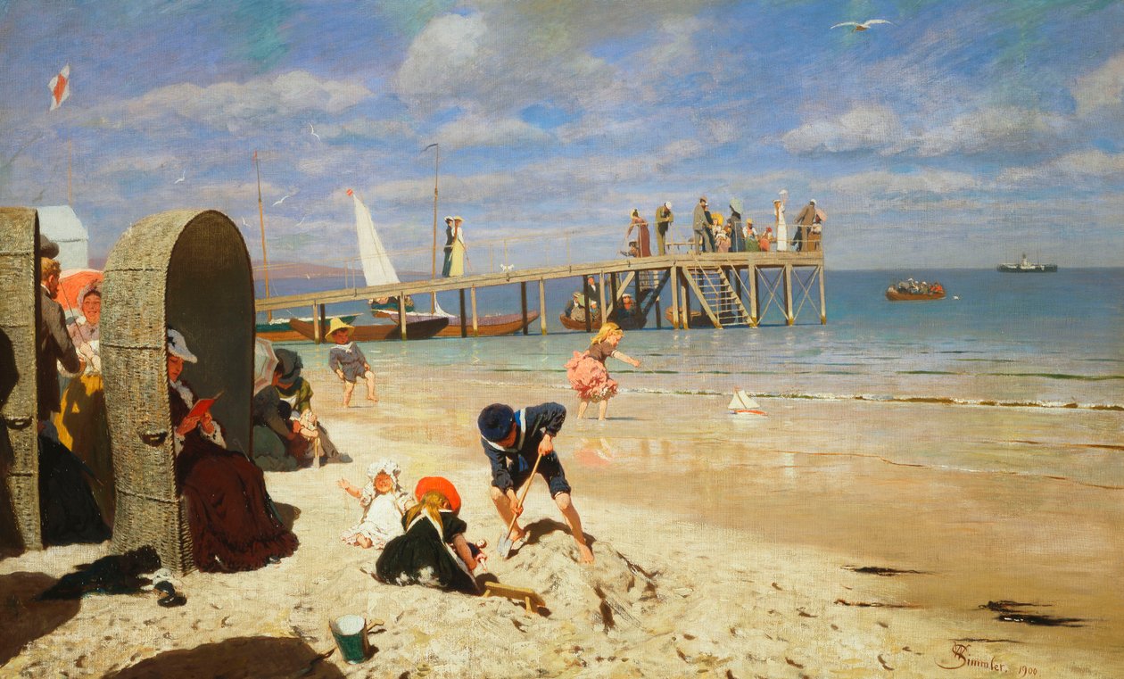 En solrik dag på stranden, 1900 av Wilhelm Simmler