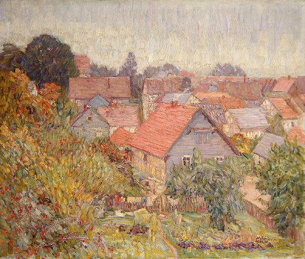 Utsikt fra studiovinduet, Willingshausen (olje på lerret) av Wilhelm Thielmann