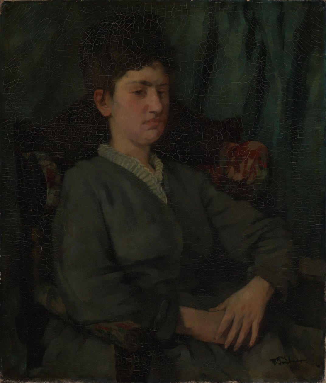 Portrett av en dame i en lenestol av Wilhelm Trübner