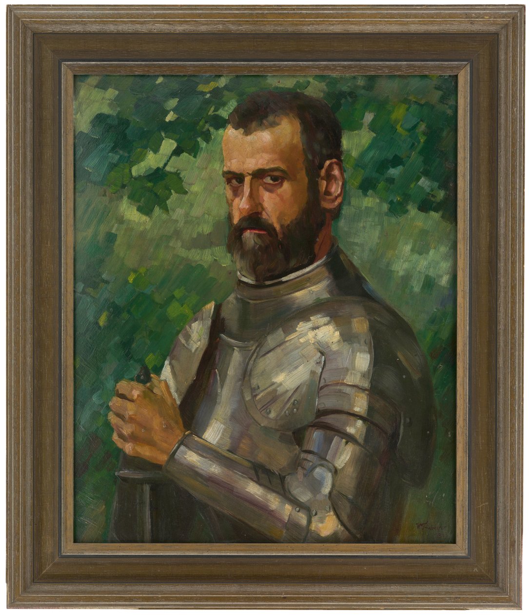Brystbilde av en mann i rustning av Wilhelm Trübner