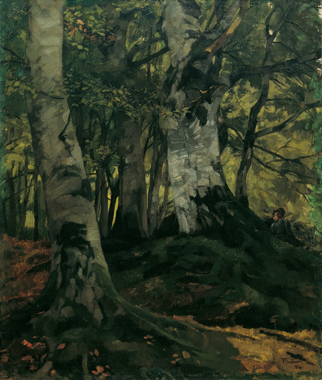 Bøkeskog med elskere av Wilhelm Trübner