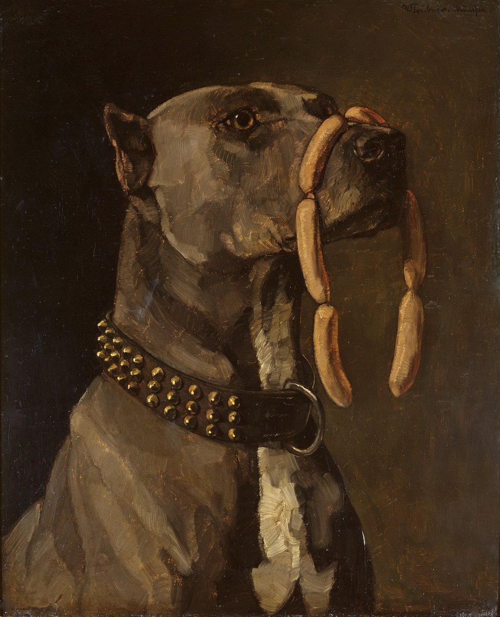 Mastiff (med pølse) av Wilhelm Trübner