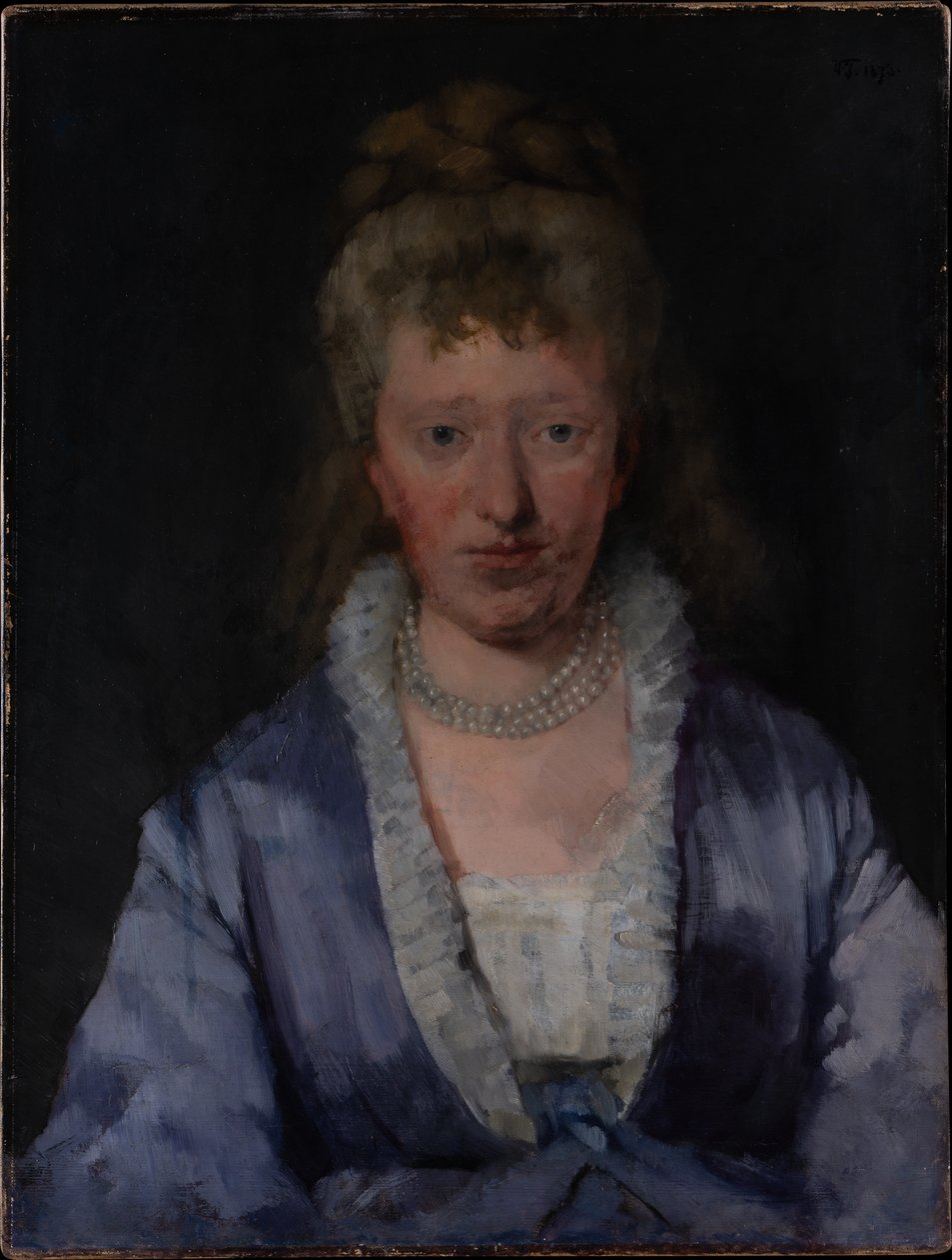 Portrett av en dame i en fiolett kjole av Wilhelm Trübner