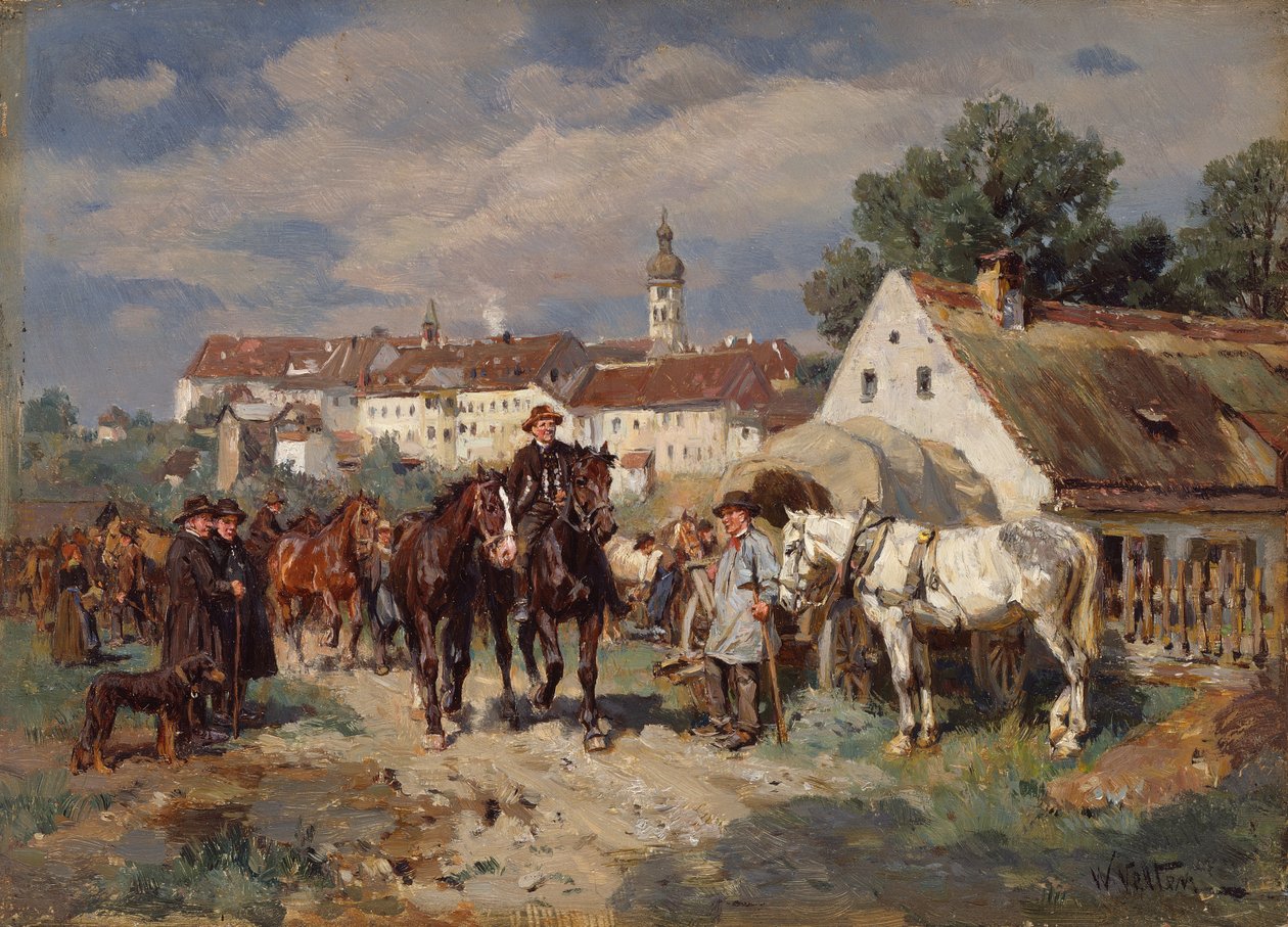 The Horse Fair (olje på lerret) av Wilhelm Velten