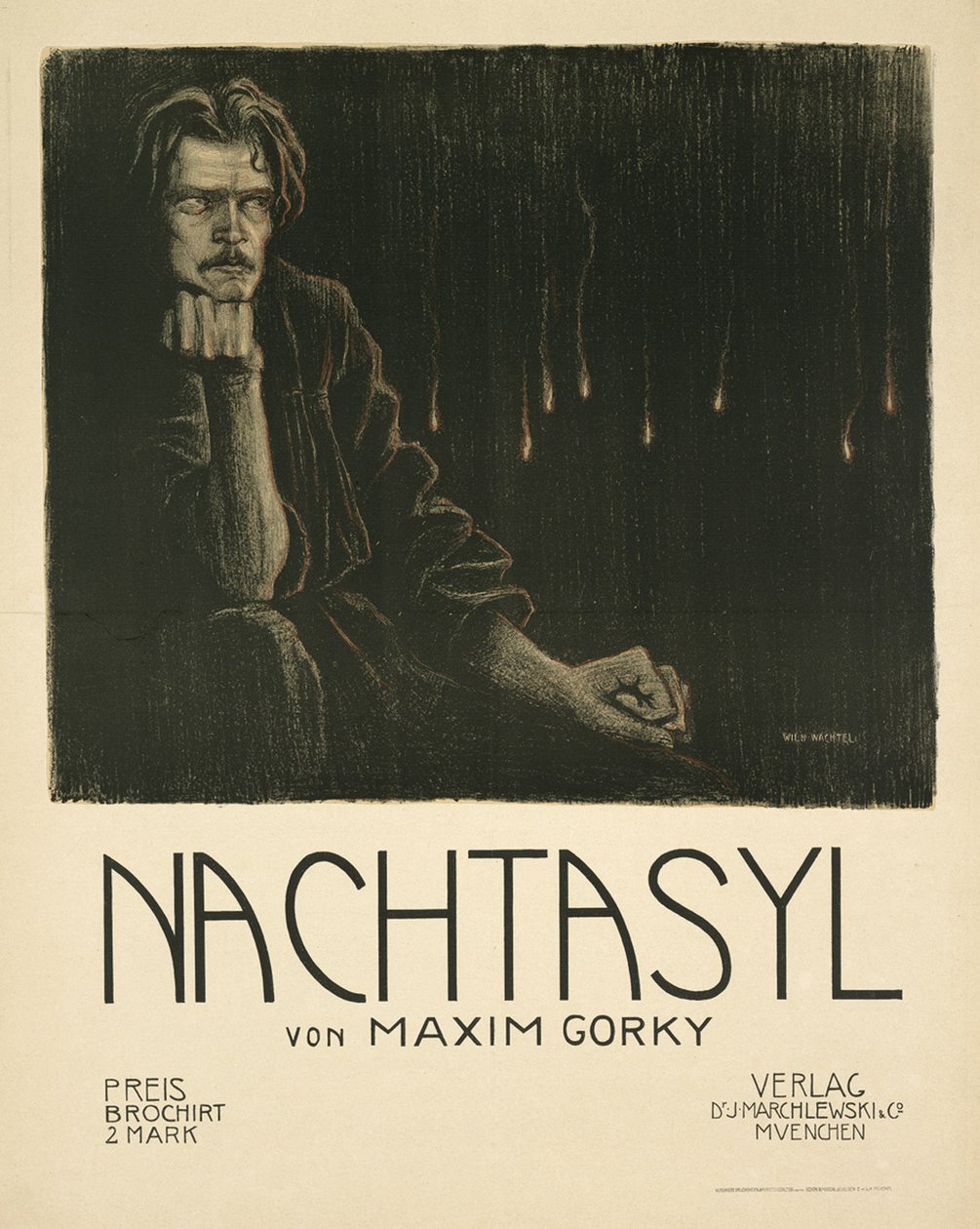 Plakat for teaterstykket The Lower Depths av M. Gorky, ca. 1903 av Wilhelm Wachtel