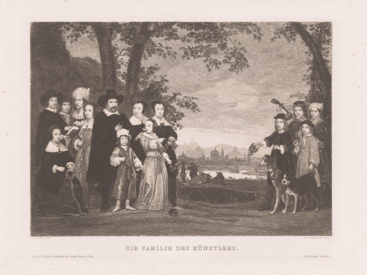 familie portrett Kunstnerens familie (tittel på objekt) av Wilhelm Wörnle