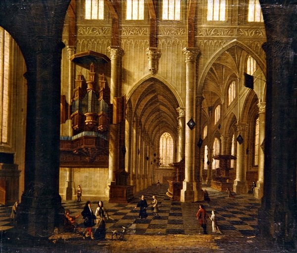 Kirkens interiør (olje på lerret) av Wilhelm van Ehrenberg