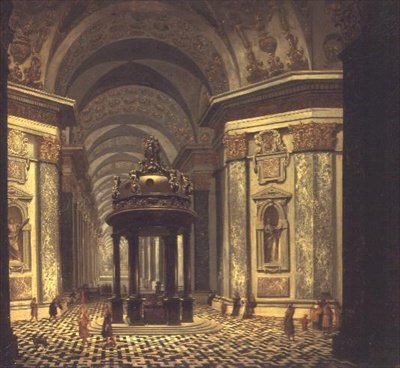 Interiør i en kirke av Wilhelm van Ehrenberg