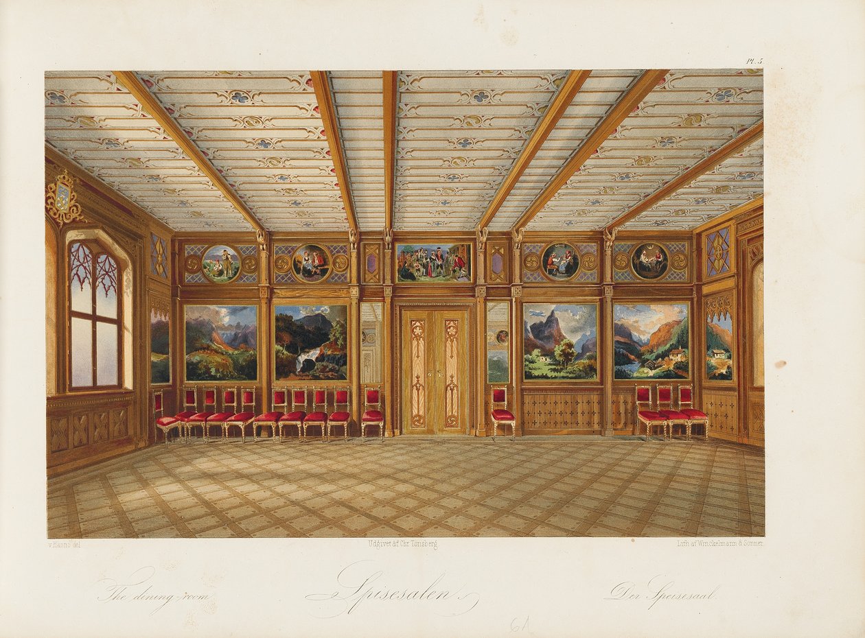 Oscarshal spisestue, 1852 av Wilhelm von Hanno